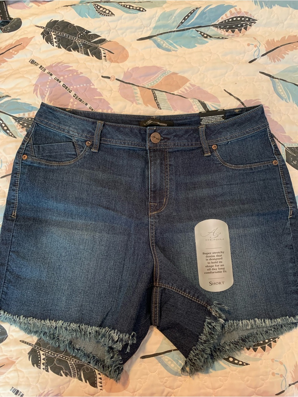 Ag Adriano Goldschmied Indigo Frayed Hem Denim Shorts